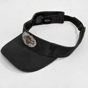 Harley-Davidson Sun Visor O/S Cap Patch Adjustable Hat Biker Dark Gray Moto